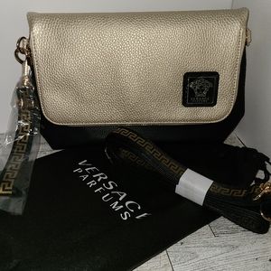 Versace Two-Tone Gold and Black Crossbody Bag